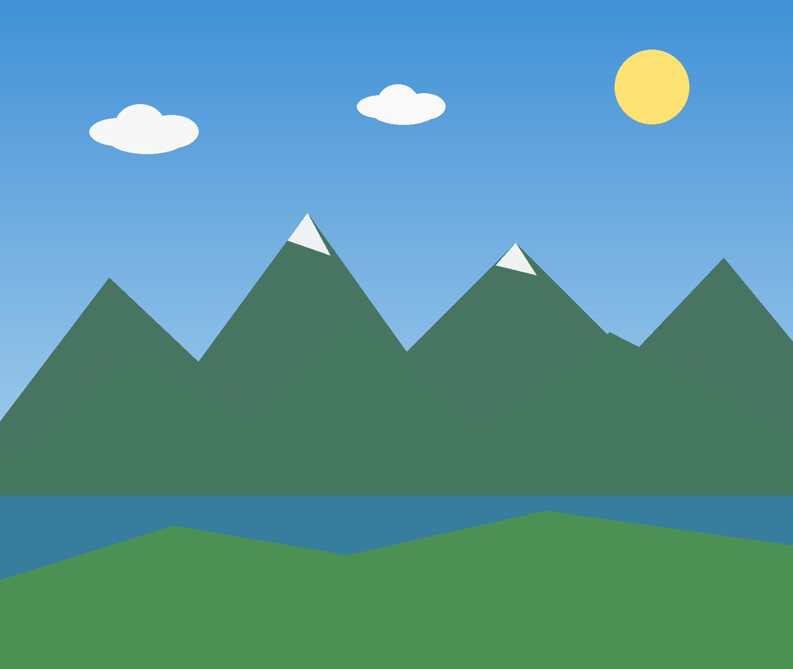 Schweizer Alpen- und Seenlandschaft bei ruhigem Frühherbstwetter